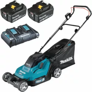 Tondeuse à gazon sans fil Makita DLM432PT2 avec 2 batteries 5 Ah et double chargeur - modèle 2025-Neuf